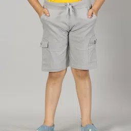Kiddopanti Solid  Knee Length Cargo Shorts - Steel Grey-picture-39
