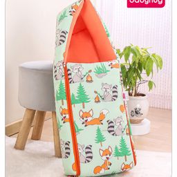Babyhug Cotton Sleeping Bag Cum Carry Nest Fox Print- Pista Green-image-16