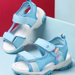Cute Walk by Babyhug Sandals with Velcro Closure & Floral Applique - Blue-picture-40
