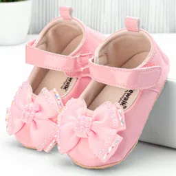 Cute Walk by Babyhug Velcro Closure Booties Bow Applique - Pink-picture-40