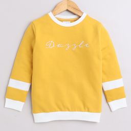 BUMZEE Cotton Looper Full Sleeves Dazzle Text Embroidered Sweatshirt - Mustard-image-38