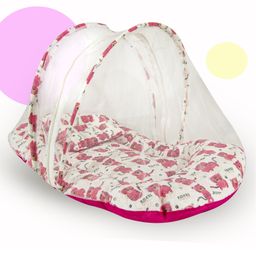 BabyPumpkin Baby Bed with Thick Mattress, Mosquito Net with Zip Closure & Neck Pillow, Day_bed Baby Bedding for New Born, 0M+,Roar-27