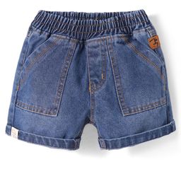 Little Kangaroos Knee Length Solid Denim Shorts With Adjustable Elastic - Navy Blue-picture-48