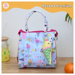 Rosada Ice-cream Multipurpose Trendy Tote Hand Sling Bag | Lunch Tiffin Bag | Waterproof Stylish Bag for Outing Activity Picnic Travel for Kids Boy Girl and Baby with Toy HangingSmall (20x20 Cm)-image-34