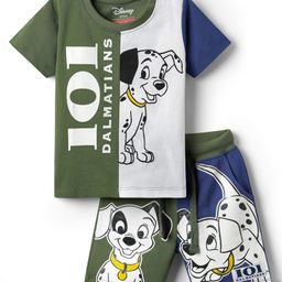 Babyhug Disney Single Jersey Knit Half Sleeves T-Shirt & Shorts Set With 101 Dalmatians Graphics - Multicolor-image-35