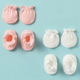 Ben Benny 100% Cotton Knit Mittens & Booties With Polka Dots Print Pack Of 2 - Pink & White-24