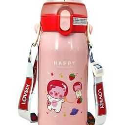 Bunie Cartoon Theme Double Walled Vacuum Insulated Water Bottle 530 ml - Light Pink-4