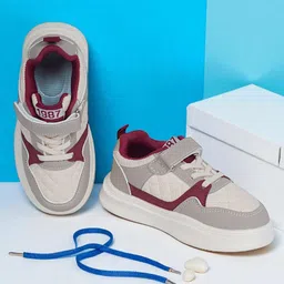 TRUFFLE COLLECTION Colour Blocked WIth Lace Up & Velcro Closure Shoes - Red-picture-30