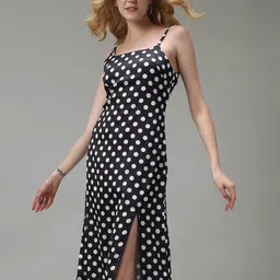 Outzidr Women Polka Printed A-Line Dress-image-35
