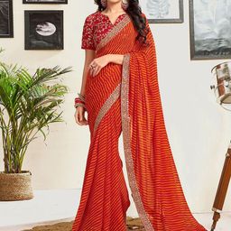 DIVASTRI Leheriya Sequinned Pure Georgette Leheriya Saree-image-64