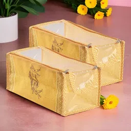 Kuber Industries Gold-Toned & Yellow 2 Pieces Regular Shoes Organisers-7