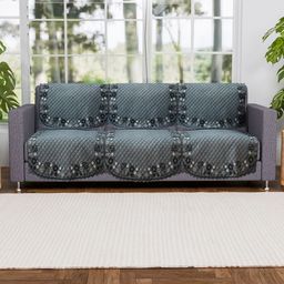 Aura Grey & White 6 Pieces Printed 3 Seater Sofa Covers-34