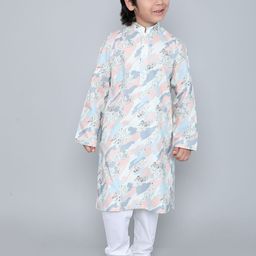Little Clothings Boys Abstract Printed Regular Pure Cotton Kurta with Churidar-18