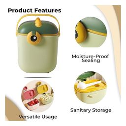 SKB DINO PRINT 800Ml Baby Formula Dispenser with Scoop, Food grade PP Double Layer Anti-Leak Milk Powder Dispenser Container - Color & Design May Vary image 5