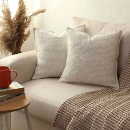 House This Vindhya Beige Cotton Medium Cushion Cover - Set of 2-29