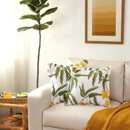 House This Amra White & Yellow Cotton Cushion Cover - Set of 2-image-55
