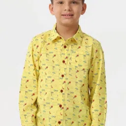 Kate & Oscar Kids Yellow Cotton Printed Full Sleeves Shirt-image-20