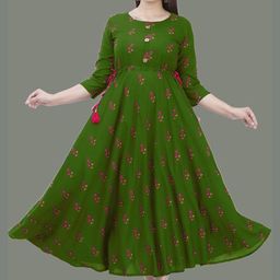 Anushansa Floral Printed Maxi Fit & Flared Ethnic Dress-image-8