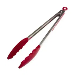 Femora Red & Silver Silicone Tong with Grip Handle - Set of 1-16