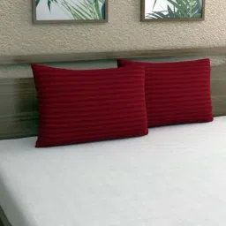 HOSTA HOMES Maroon Pure Cotton 280 TC Pillow Covers - Set of 2-image-16