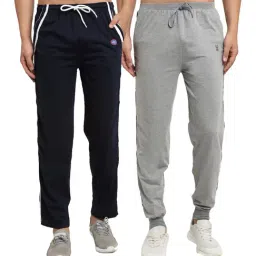 Vimal Jonney Navy & Grey Regular Fit Joggers & Trackpants - Pack of 2-image-89