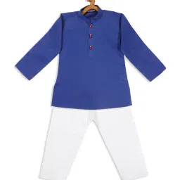 VASTRAMAY SISHU Blue & White Cotton Straight Fit Kurta Set-picture-15