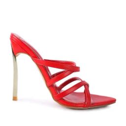 London Rag Women's Red Cross Strap Stilettos-image-18