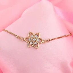 Estele Gold-Plated Flower-Shaped Bracelet with Crystals for Women-36