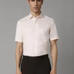 Louis Philippe Peach Cotton Regular Fit Checks Shirt-image-4