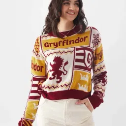 The Souled Store Maroon & White Printed Sweater-picture-11