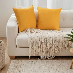 House This Amodini Yellow 2 Pieces Square Cotton Cushion Covers-picture-20