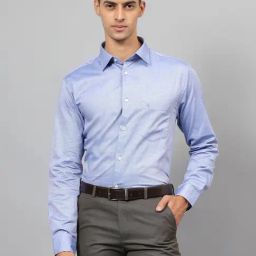 Cantabil Blue Cotton Regular fit Solid Shirts-image-85