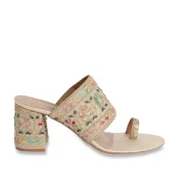 Scentra Women's Mira Floral Golden Toe Ring Sandals-image-37