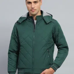 Monte Carlo Green Regular Fit Quilted Hooded Jacket-picture-5