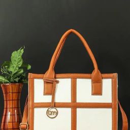Bagsy Malone Croco White & Tan Textured Medium Tote Handbag-27