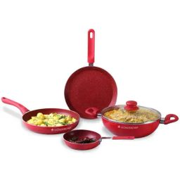 Wonderchef Royal Velvet Non-stick Induction Bottom 5 Pcs Cookware Set-0
