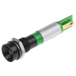 RS PRO Green Panel Mount Indicator 12 V, Mounting Hole Size 8 mm, Termination Type Solder Tab, IP Rating IP67, Model No 212531-13