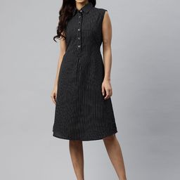 Cottinfab Striped A-Line Dress-37