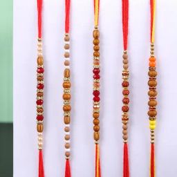 Aapno Rajasthan Brown Beaded Set of 5 Rakhi image 2