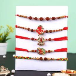 Aapno Rajasthan Ganesha Shiva and Om Rudraksh Set of 5-image-99