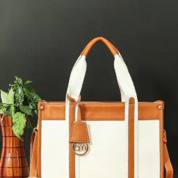 Bagsy Malone Croco White & Tan Textured Medium Tote Handbag-81