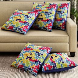 Myntra Elegant Homes White Set of 5 Geometric Velvet Square Cushion Covers-picture-12