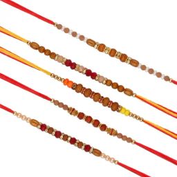 Aapno Rajasthan Brown Beaded Set of 5 Rakhi image 3