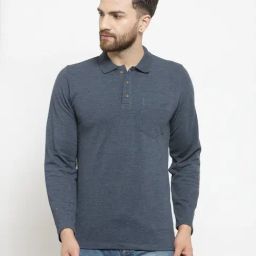 Kalt Men Full Sleeves Cotton Blend Polo Neck T-shirt-image-64