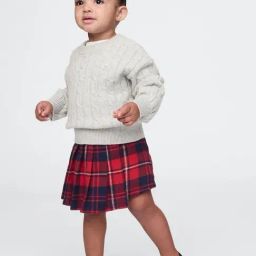 GAP Girls Red Cotton Checks Skorts-picture-22