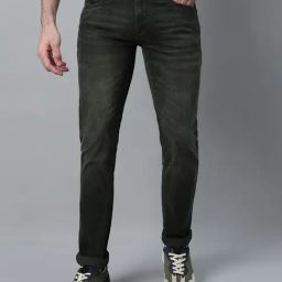 Cantabil Olive Green Denim Regular fit Solid Jeans-image-12