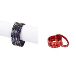 SOMIL Set of 16 Blue Alloy Artificial Stones & Beads Bangles-image-92