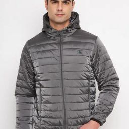 Duke Grey Slim Fit Quilted Hooded Jacket-picture-43
