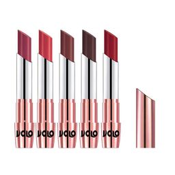 VOLO Set Of 5 Creme Matte Lipstick-3.5g-Cherry31- Peach33- Coffee34- Chocolate35- Red43-21