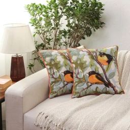 House This The Hybrid Orchid Green & Blue Cotton Cushion Cover - Set of 2-image-22